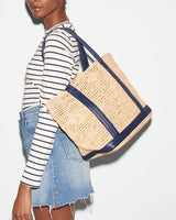 MEDIUM RAFFIA TOTE navy