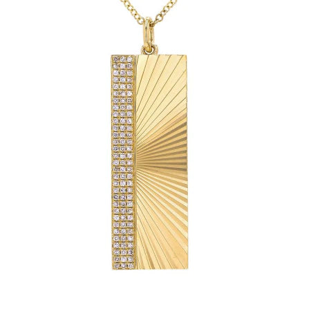 Fluted Long Bar Shaped Diamond Necklace