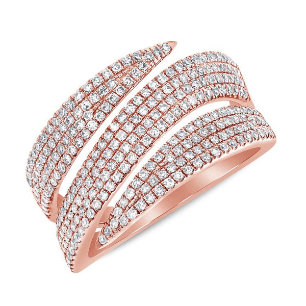 Triple Wavy Diamond Cigar Ring