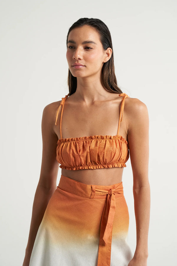 Ruched Bandeau Top Naranja