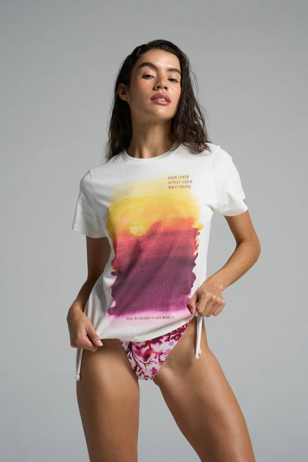 Graphic Tee: Sunset-White