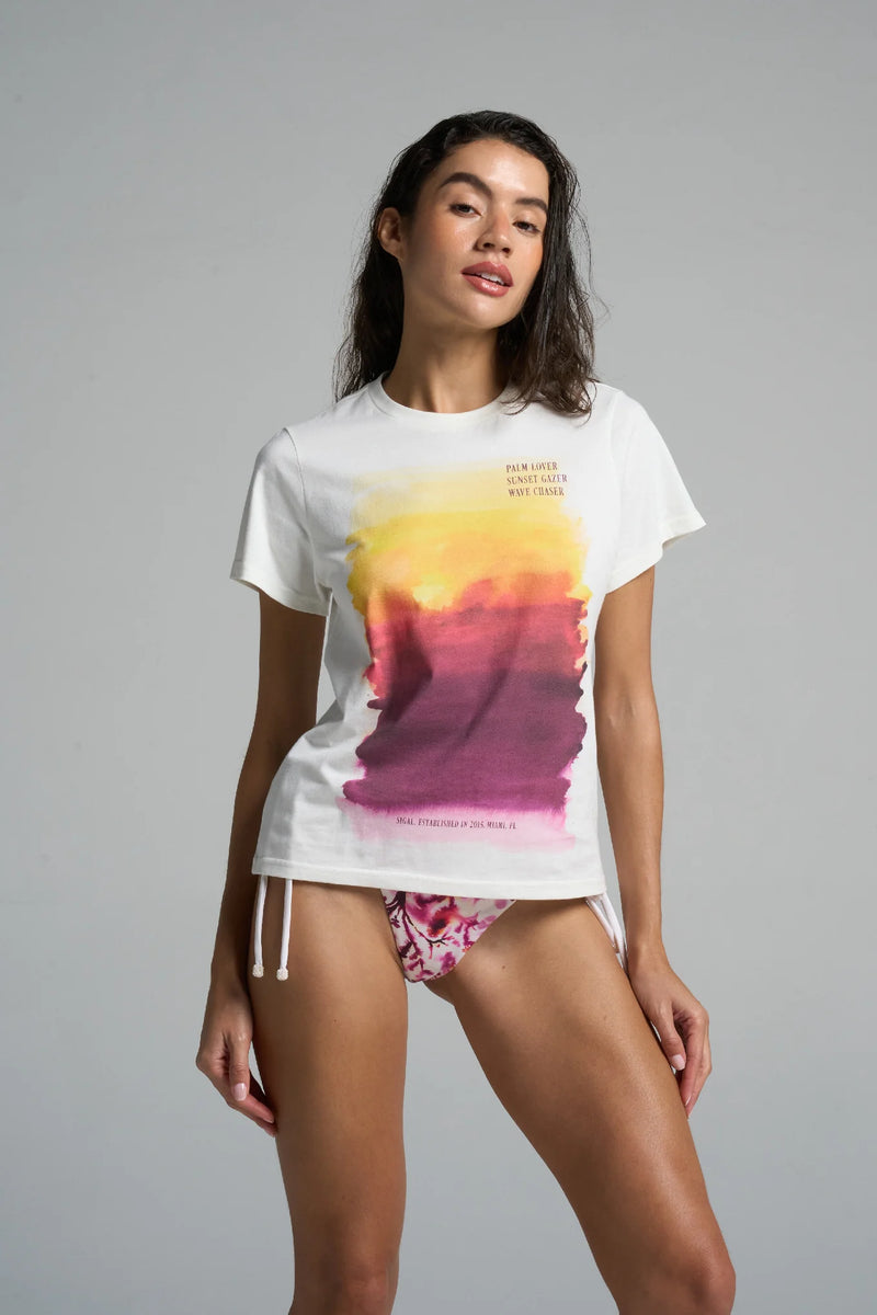 Graphic Tee: Sunset-White