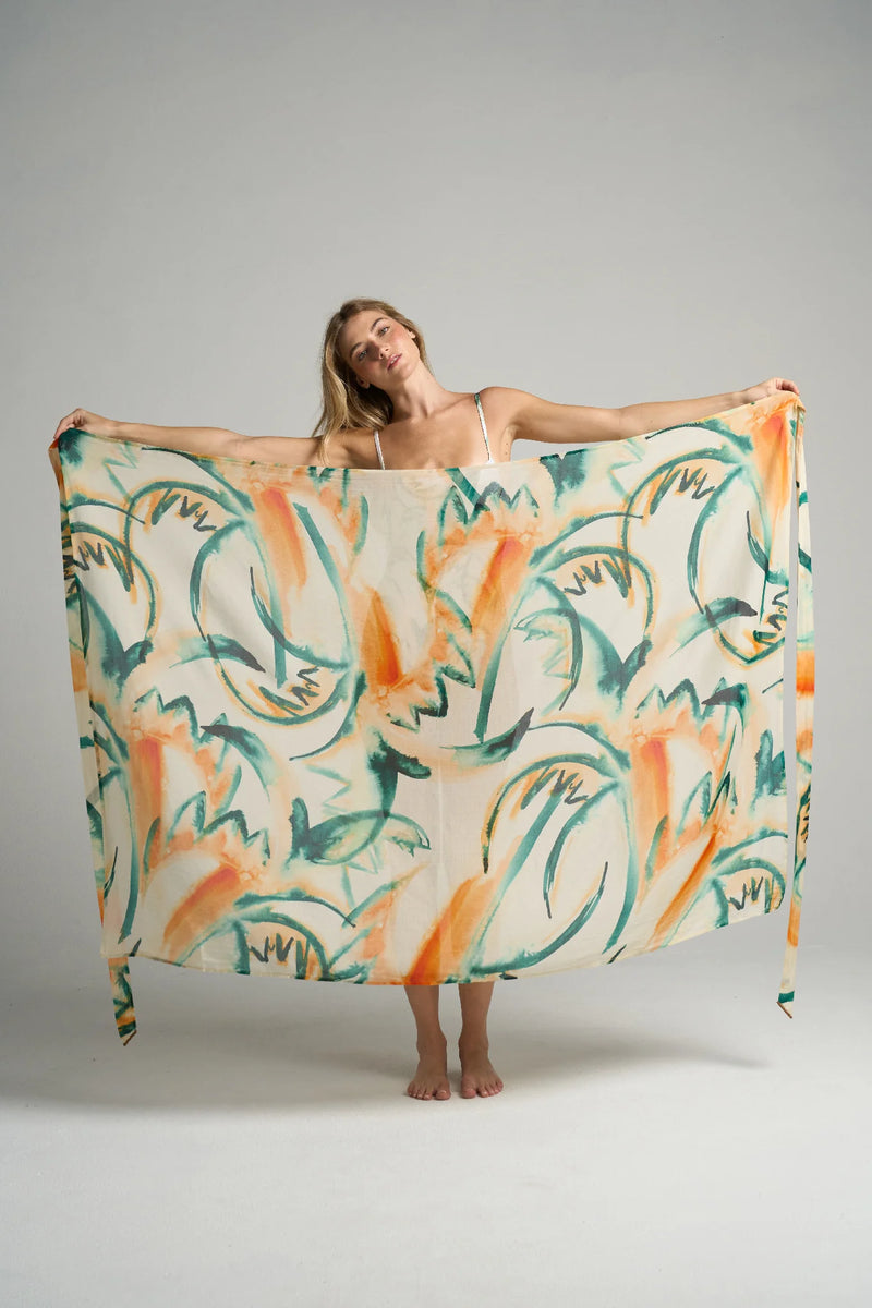 Sarong With Ties Retro Palm