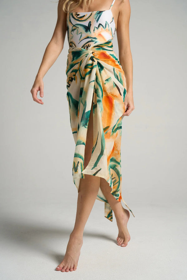 Sarong With Ties Retro Palm