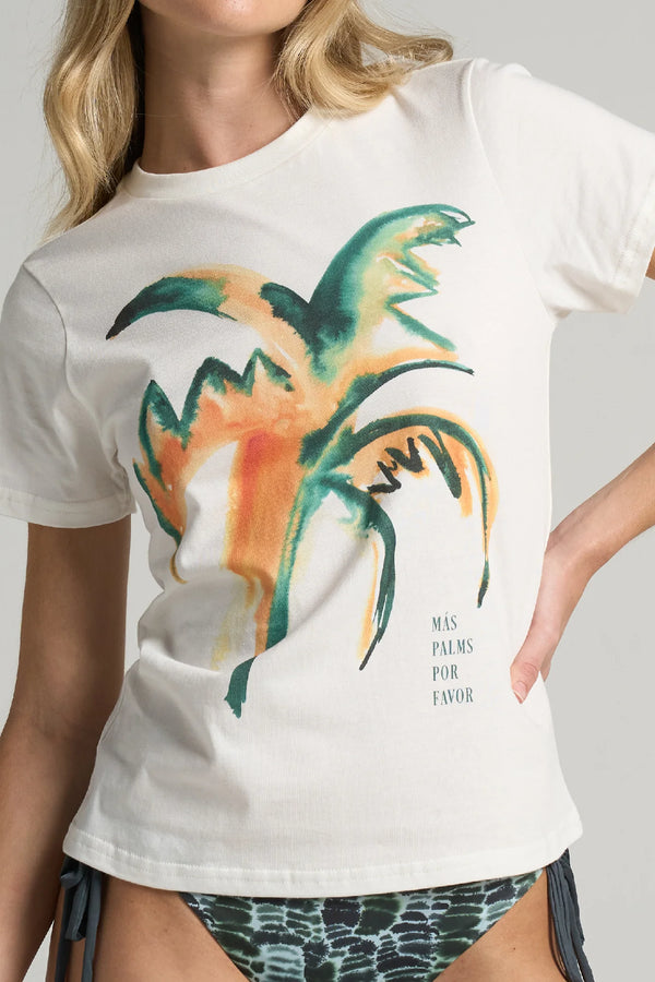 Graphic Tee: Mas Palms-White