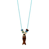 Turquoise Long Fish Charm Necklace