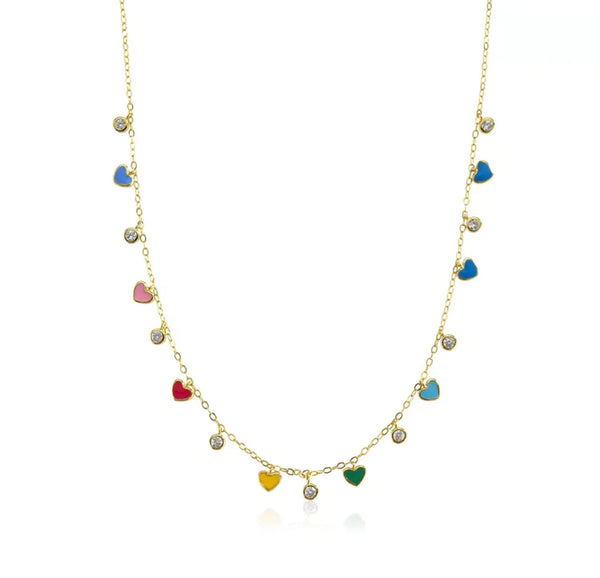 Rainbow Heart Charm Necklace