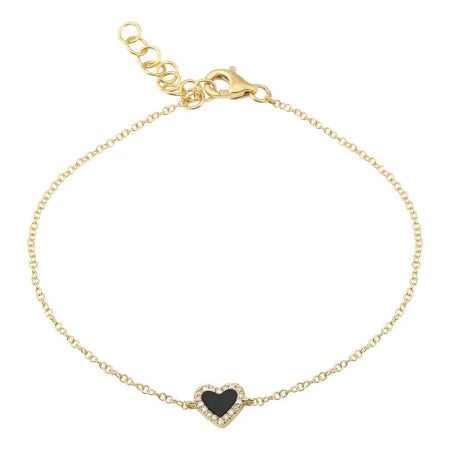 Diamond Outline Gemstone Heart Bracelet