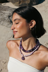 Lilac Shell Gemstone Necklace