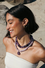 Lilac Shell Gemstone Necklace