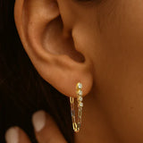 Diamond Bezel Stud Chain Earring