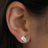 Pave Diamond Flower Studs
