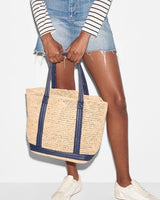 MEDIUM RAFFIA TOTE navy