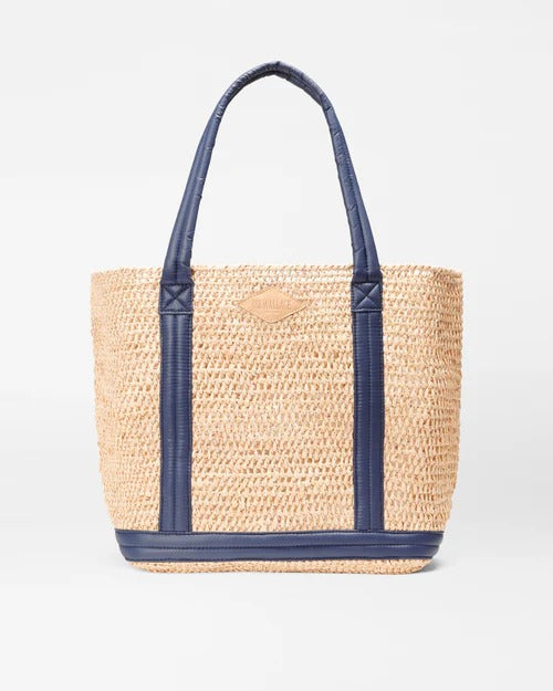 MEDIUM RAFFIA TOTE navy