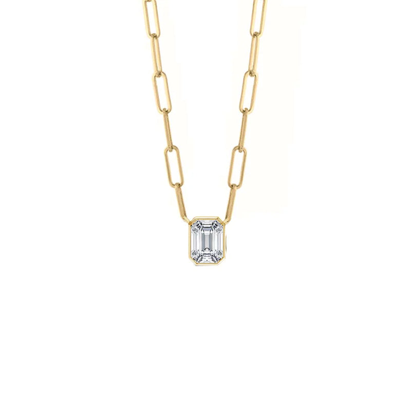 Multishape Diamond Thin Paperclip Necklace
