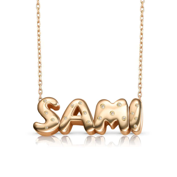 Inlay Diamond Helium Solid Name Necklace