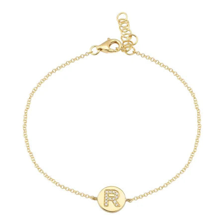 Diamond Initial Disc Bracelet