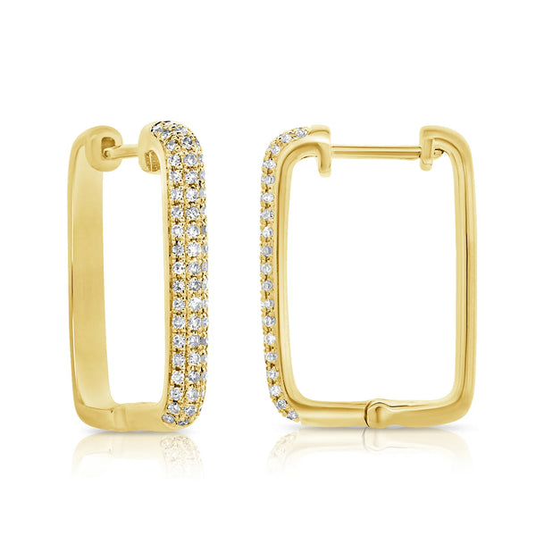Rectangular Domed Pave Hoops