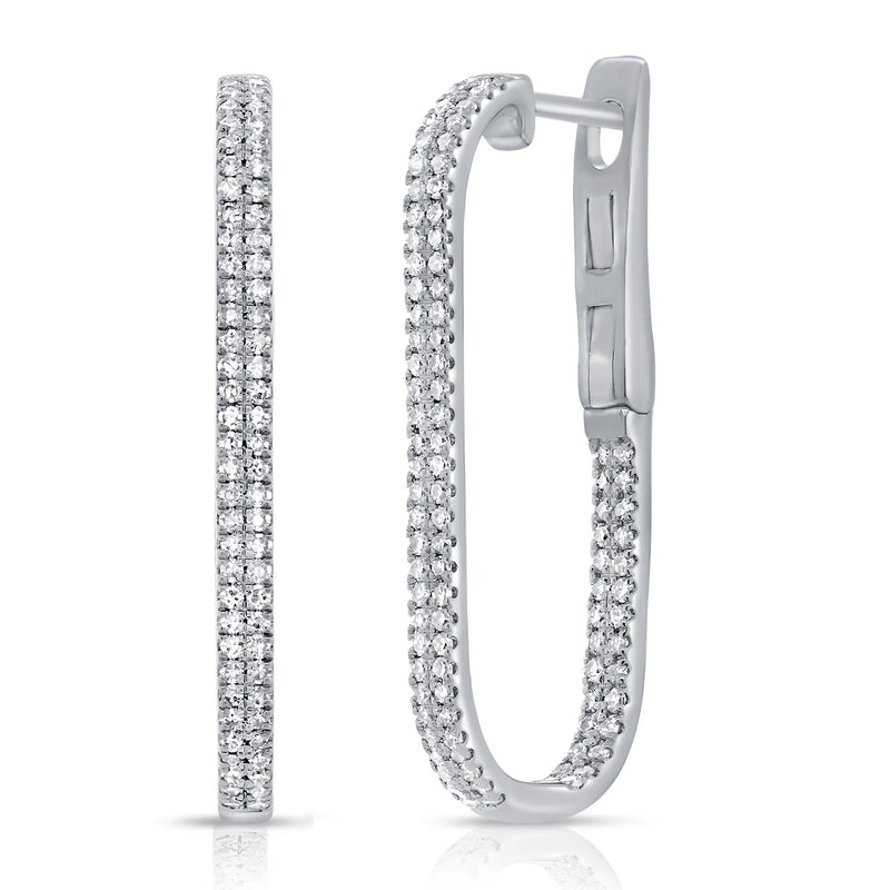 Rectangular Pave Double Row Hoops