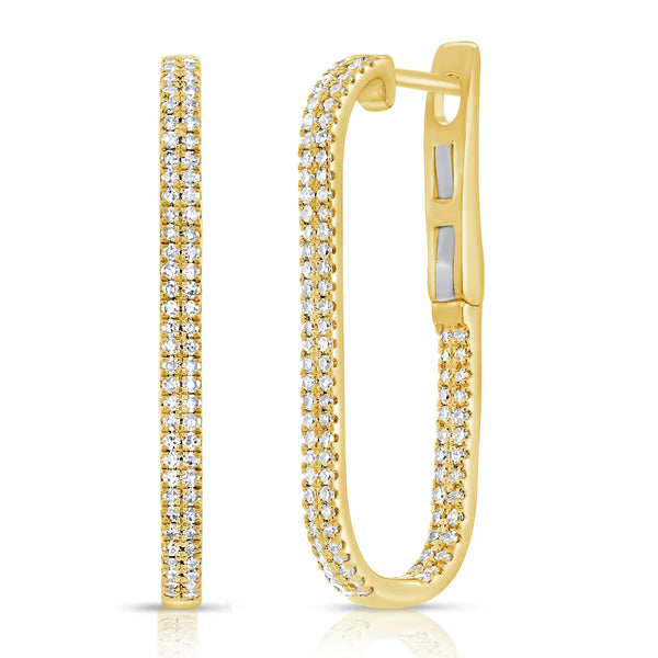 Rectangular Pave Double Row Hoops