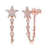 Star Bezel Drop Chain Earrings (Pair)