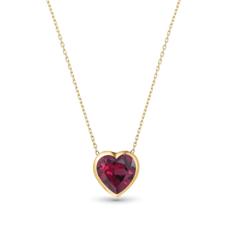 Custom Solitaire Gemstone Bezel Heart Necklace