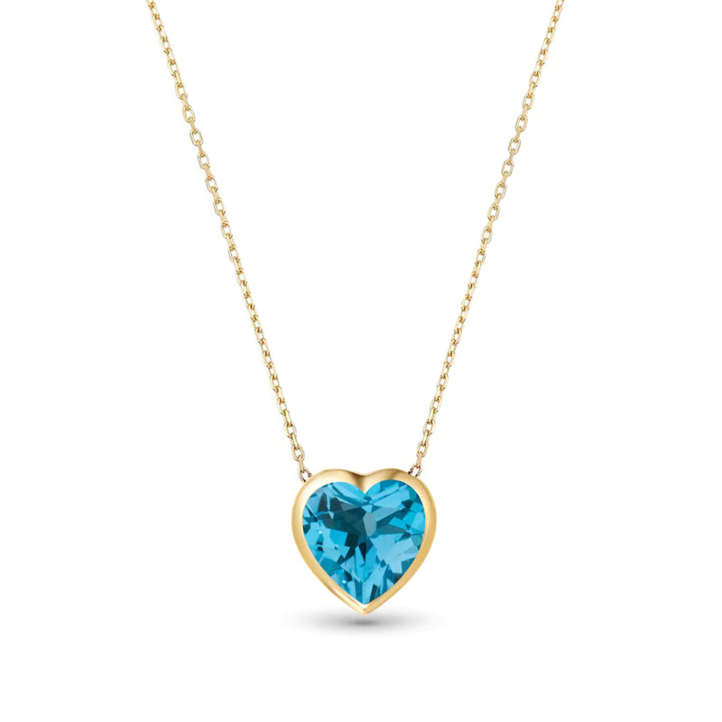 Custom Solitaire Gemstone Bezel Heart Necklace