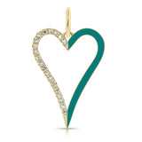 Half Enamel Half Pave Cutout Heart Charm