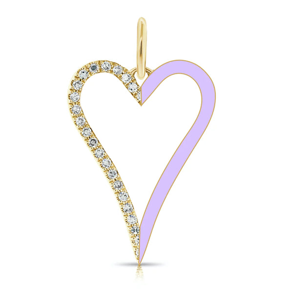 Half Enamel Half Pave Cutout Heart Charm