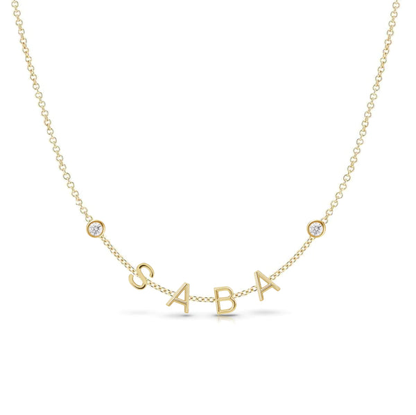 Multiple Initials Necklace with Two Bezels