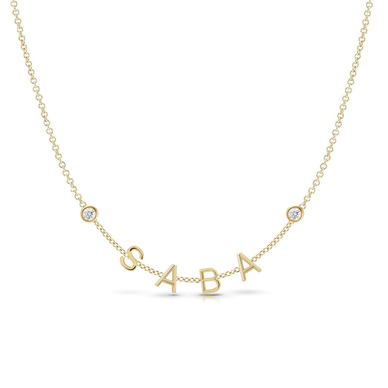 Multiple Initials Necklace with Two Bezels