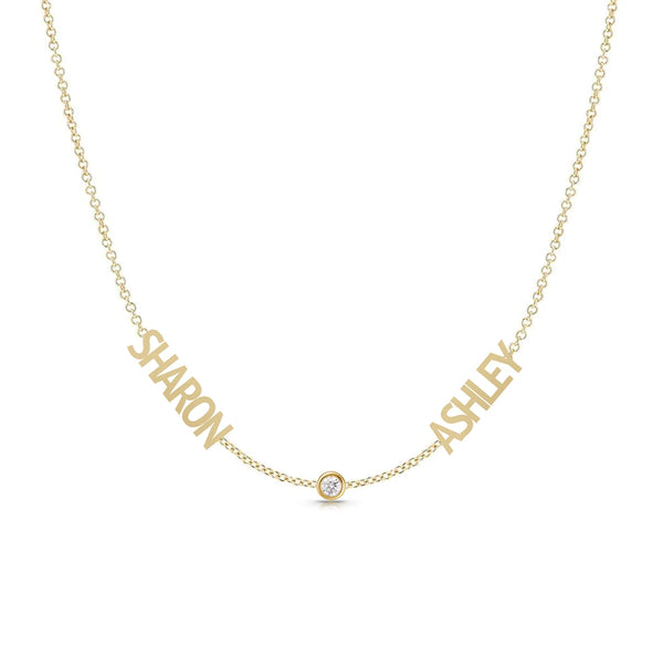 2-Name Necklace with Middle Charm
