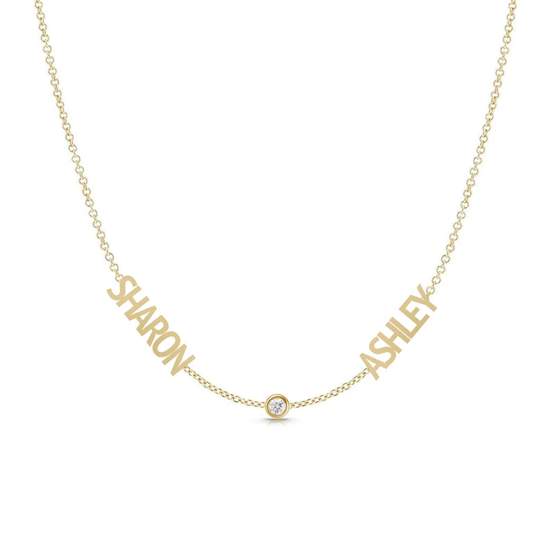 2-Name Necklace with Middle Charm