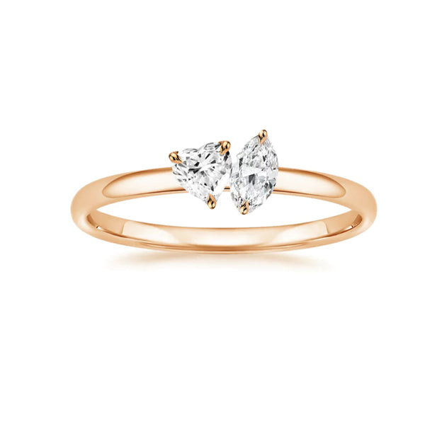 Multishape 2-Diamond Statement Solid Ring