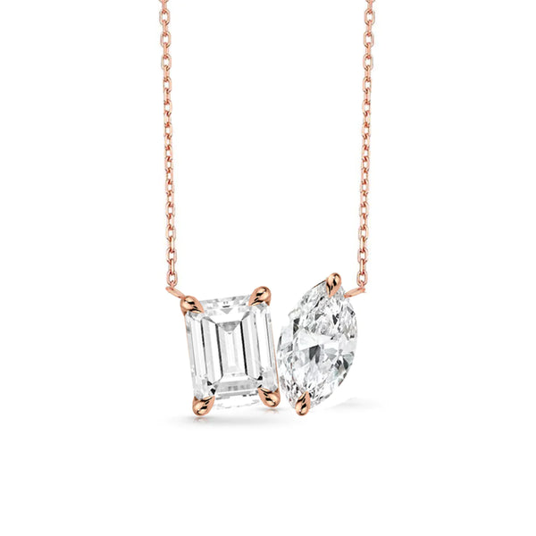 Multishape 2-Diamond Statement Necklace