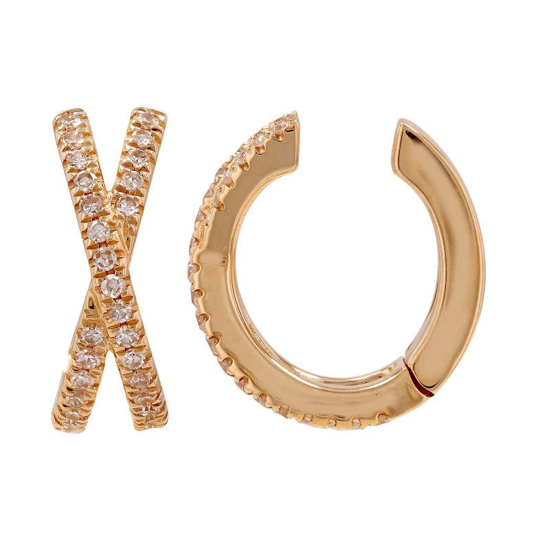 Diamond Twisted Pave Ear Cuff (Single)