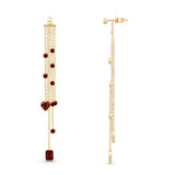 Mixed Shape Bezels Gemstone Tassel Earring Back Charm (PAIR)