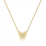 Fluted Butterfly Diamond Necklace