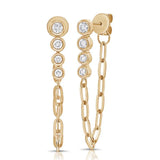 Diamond Bezel Stud Chain Earring