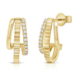 Fluted Cage Diamond Huggies