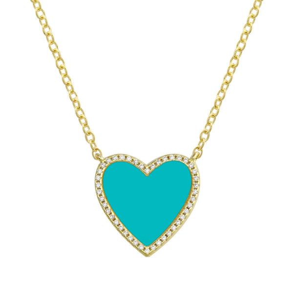 Pave Outline Stone Heart Necklace