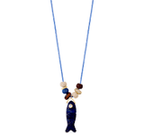 Blue Long Fish Charm Necklace