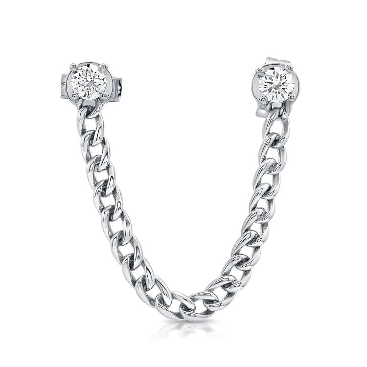 Diamond Double Stud Cuban Chain Earring