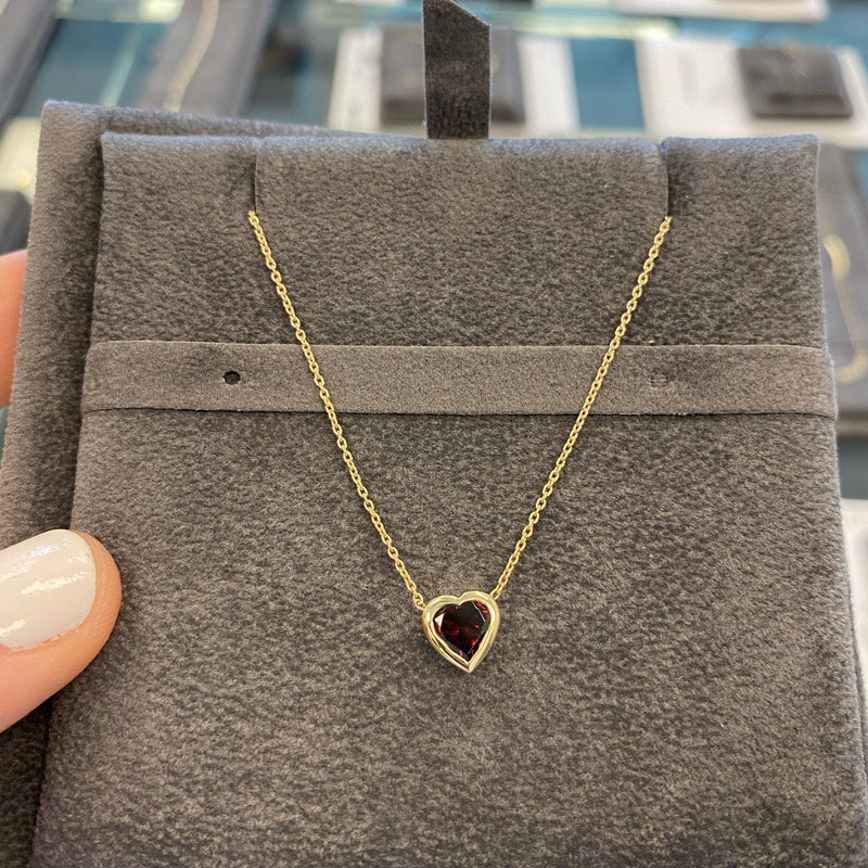 Custom Solitaire Gemstone Bezel Heart Necklace