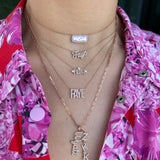 Diamond Pave Custom Name Necklace with Floating Heart Diamond Detail