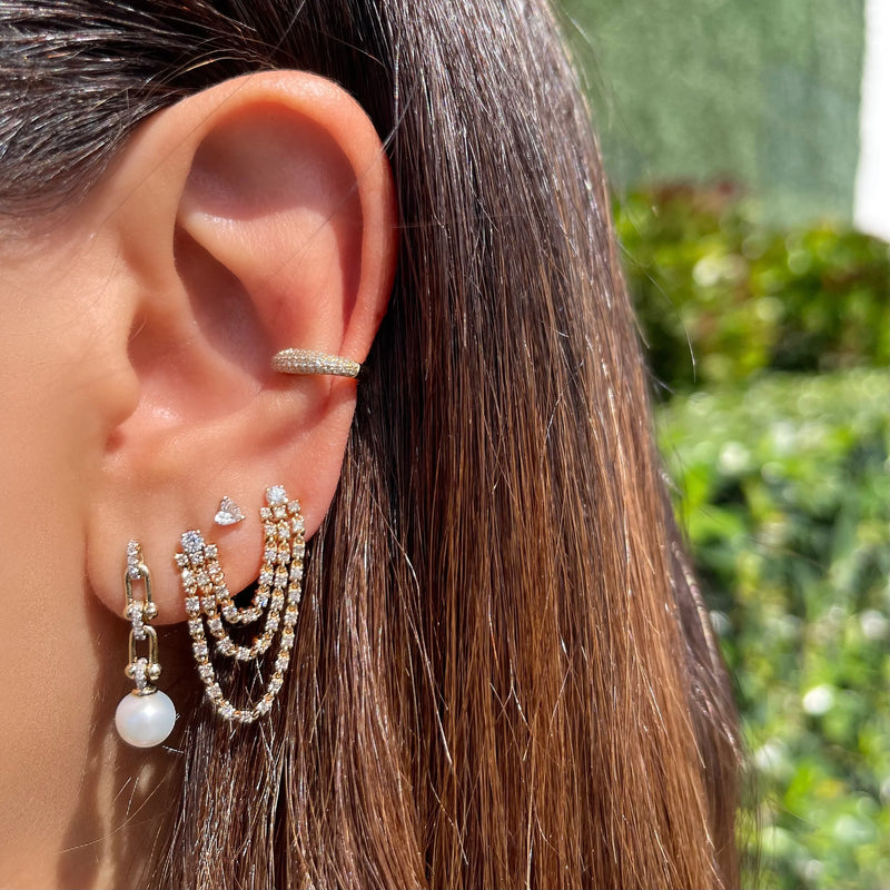 Pearl & Chain Pave Earrings