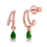 Split Diamond Huggies with Pear Emerald Drop