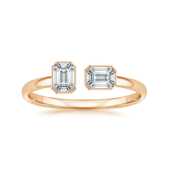 Multishape Diamond Bezels Statement Solid Cuff Ring