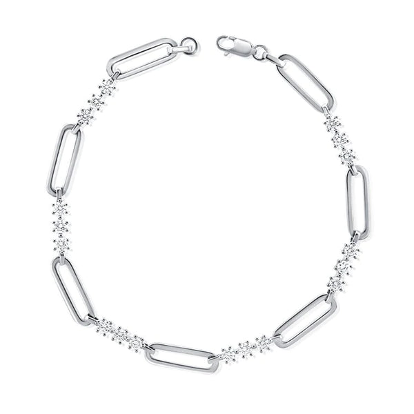 Trio Diamond + Paperclip Link Bracelet