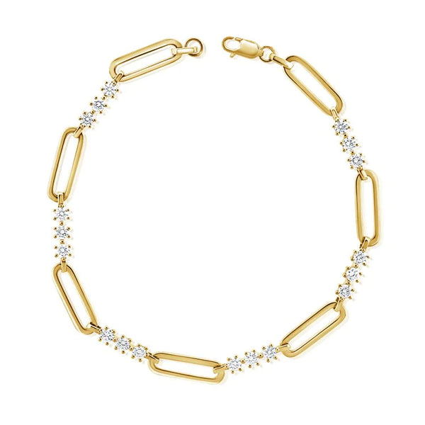 Trio Diamond + Paperclip Link Bracelet